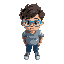 boy with curly hair blue glasses