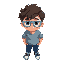 16x16 pixels boy with curly hair blue glasses
