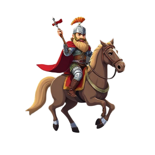 warrior king on a war horse