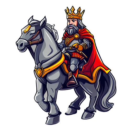 warrior king on a war horse