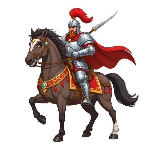 warrior king on a war horse
