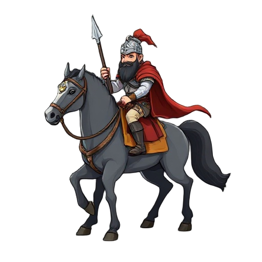 warrior king on a war horse