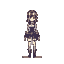 8bit pixel art of a very simple female character in a steampunk and cosmic style designed for a side-scroller game32x64 resolution, minimalistic design with a single color outline