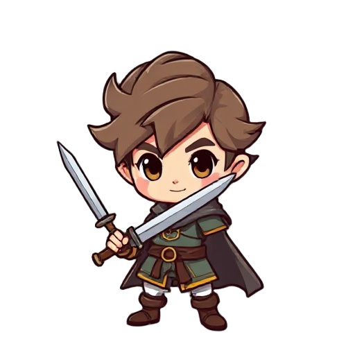 boy fantasy theme custome with sword chibi 2d