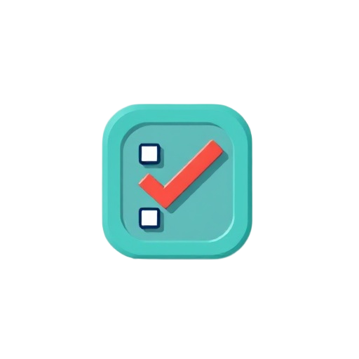 aplikasi edukasi bernama fokusin, bergaya pixel minimalis. ikon berbentuk checklist di dalam lingkaran. warna: biru navy dan mint. untuk pelajar sma. flat style, simpel, modern.