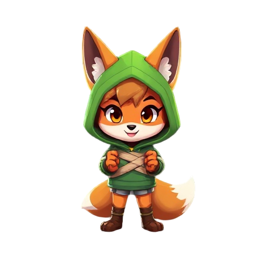 fox girl with green hoodie on. bandage around her fists.