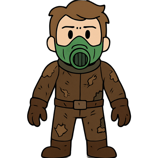 the main charcter is called ken. ken, our protagonist, is incubated to survive f, as a prophecy says he is the savior. he uses a suit, but his quite damage. he has a oxigen green mask