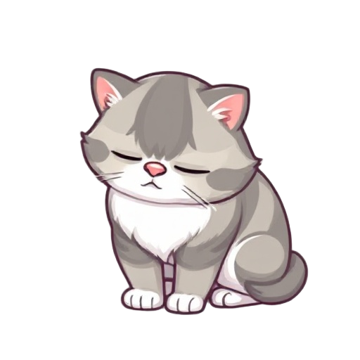 scottish fold cat with gray and white hair sleeping cuddling itself pixel