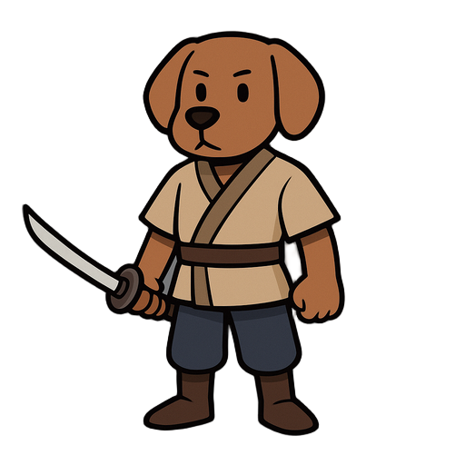 un homme chien avec un sabre