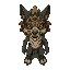 an animal head relic like ancient inca forrest that are ready to shoot something from its mouth
