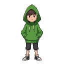 green hoodie