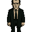 serious-looking man in a dark suit, slicked-back black hair, pale skin,. he has intense eyes, wearing a white shirt under a black coat, inspired by patrick bateman low contrast, moody lighting