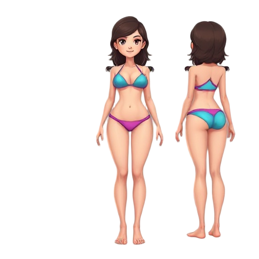 full-body view of beautiful girl in bikini
