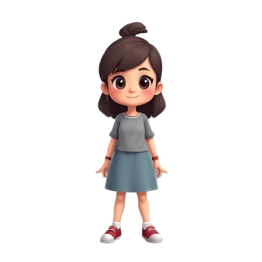 uma menina fofa estilo cartum