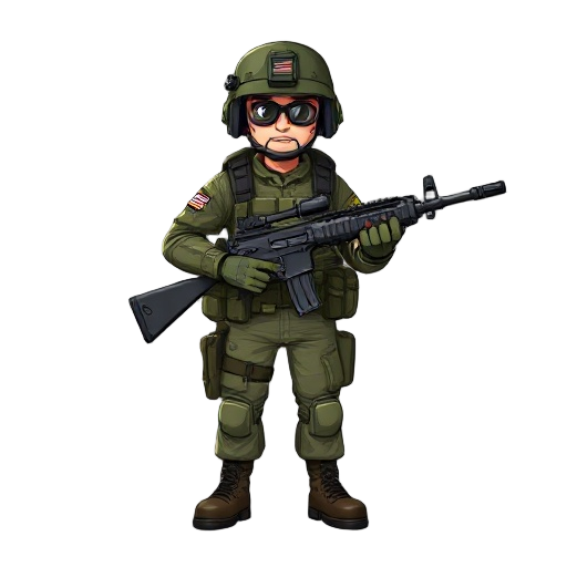 a soldier with an m60 wearing the usa millitary force clothes