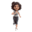  a woman with curly hair running