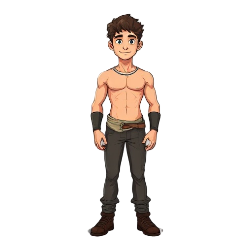 create a human male base model that has no clothing so it can be used to layer clothes on top. it should be styled similar to a 1990's sierra rpg "the realm online". 