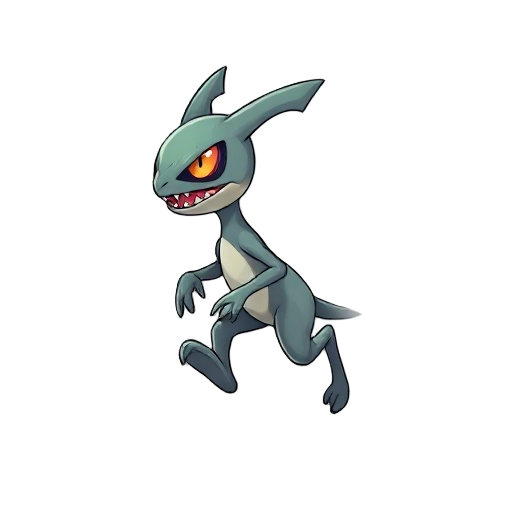 a kind of creepy pokemon ( running sideways ) over a blank background