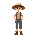 a young 21'th farmer with straw hats