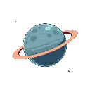 one planet no background, no blackout, asteroids, rings