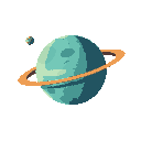 one planet no background, no blackout, asteroids, rings
