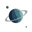 one planet no background, no blackout, asteroids, rings