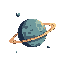 one planet no background, no blackout, asteroids, rings