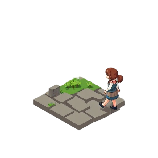 a girl walking to right