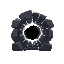  obstacle, dark core with bright white outline, glitchy effect, high contrast against bright sky