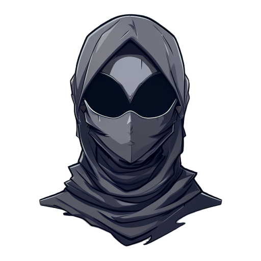 ombrage, mask of shadow. a character that has shadow based ability and wearing mask.