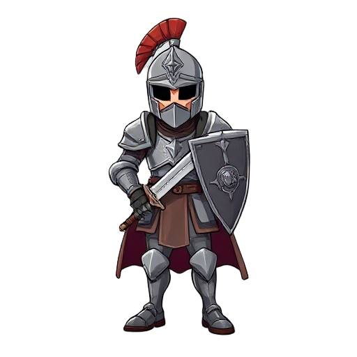 você disse: desenhe um cavaleiro medieval com armadura e elmos de aço (clássico). ele tem uma espada apenas.
