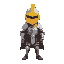 a knight with a yellow helmet