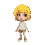 middle short female, bright yellow hair, tongue piercing, y2k