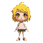 middle short female, bright yellow hair, tongue piercing, y2k