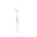 platofrmer tall and skinny character only white color facing right, simple ,minimalistic