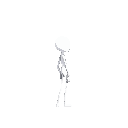 platofrmer tall and skinny character only white color facing right, simple ,minimalistic