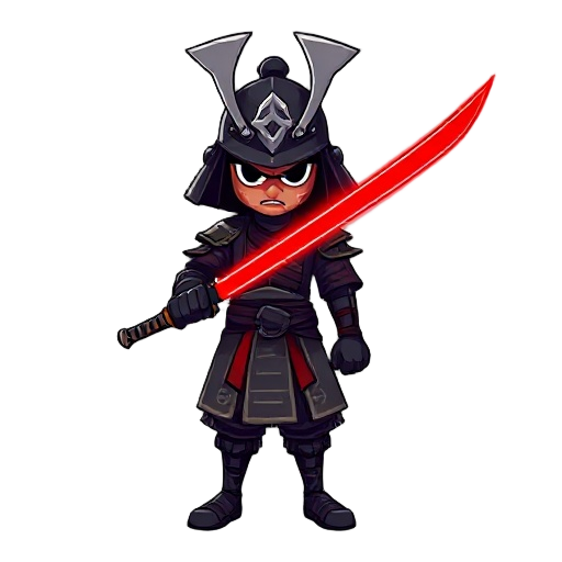 samurai with glowing red blood katana