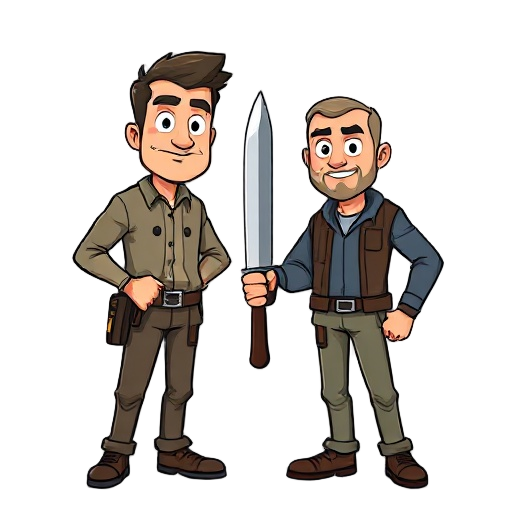 men with a knife front