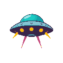 2d pixel ufo, sideways