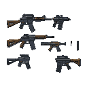 realistic detailed 2d pixel weapons sheet russian guns 