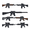 realistic detailed 2d pixel weapons sheet russian guns make it rafinate clean