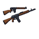  "create clean, realistic 2d pixel art sprites of russian firearms in a side-view perspective. style should be crisp and detailed, with accurate proportions and recognizable features