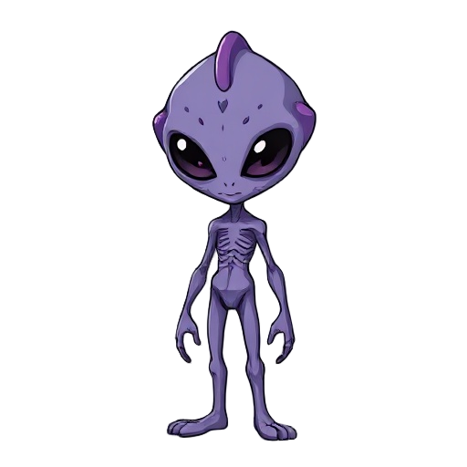 alien roxo estilo visual novel
