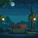 generate me a park bench under a night sky