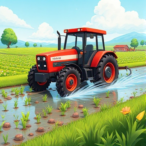 tractor watering field