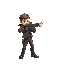 a guy shooting a laser cannon