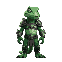 lizard man, armored, green