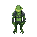 lizard man, armored, green