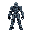 create a static sprite of a bipedal robot in armored core vi style, voidels-inspired, for a 2d side-scrolling game. two legs, two bare hands, facing right, full body. sleek armor, glowing accents. transparent background