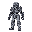 create a static sprite of a bipedal robot in armored core vi style, voidels-inspired, for a 2d side-scrolling game. two legs, two bare hands, facing right, full body. sleek armor, glowing accents. transparent background